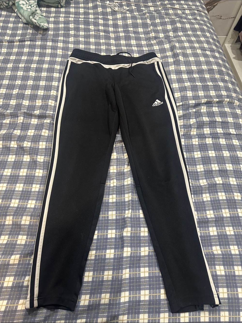 Women Adidas Black Joggers with White Side Stripes